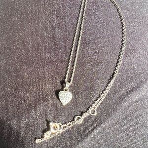 925 SS Crystal heart necklace.